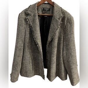 Studio Liz Claiborne Women's Gray/Black/White w/ Silver accent Tweed Blazer 22W
